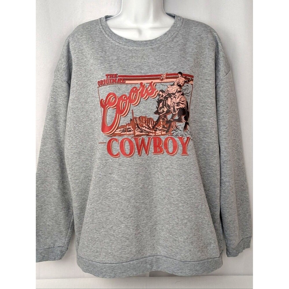 NWOT The Original Coors Beer Cowboy Gray Crewneck Pullover Sweatshirt Size XXL